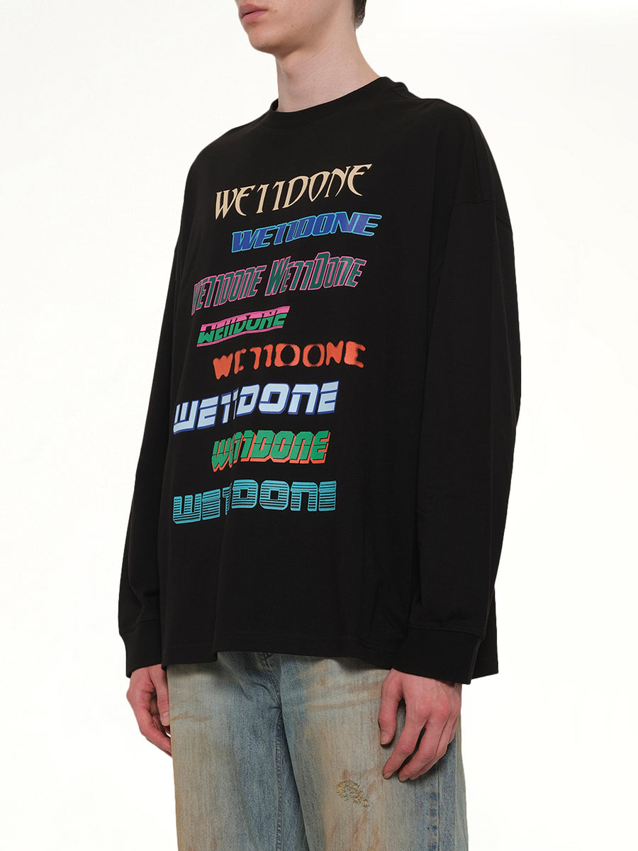 Multi Logo Long Sleeve T-Shirt in Black