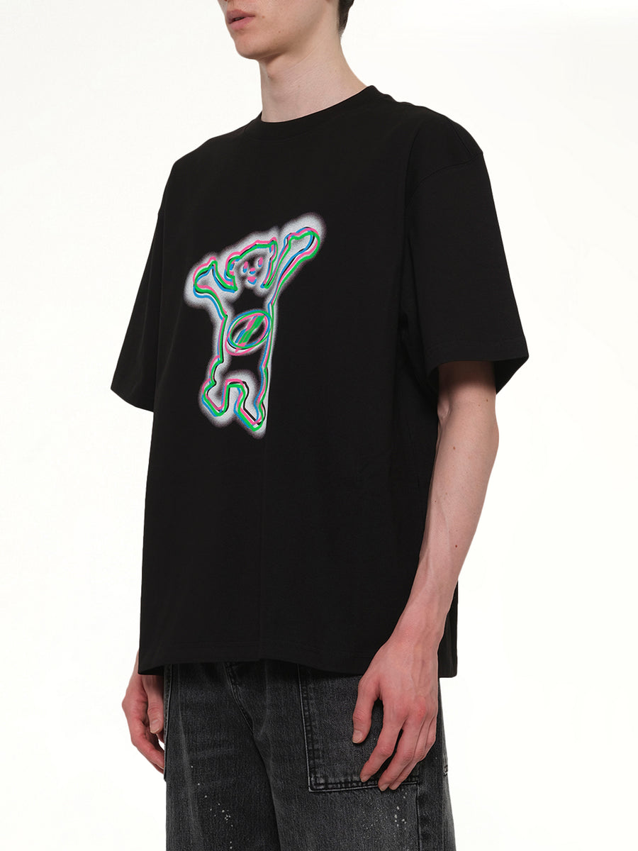 Colourful Teddy Print T-Shirt in Black