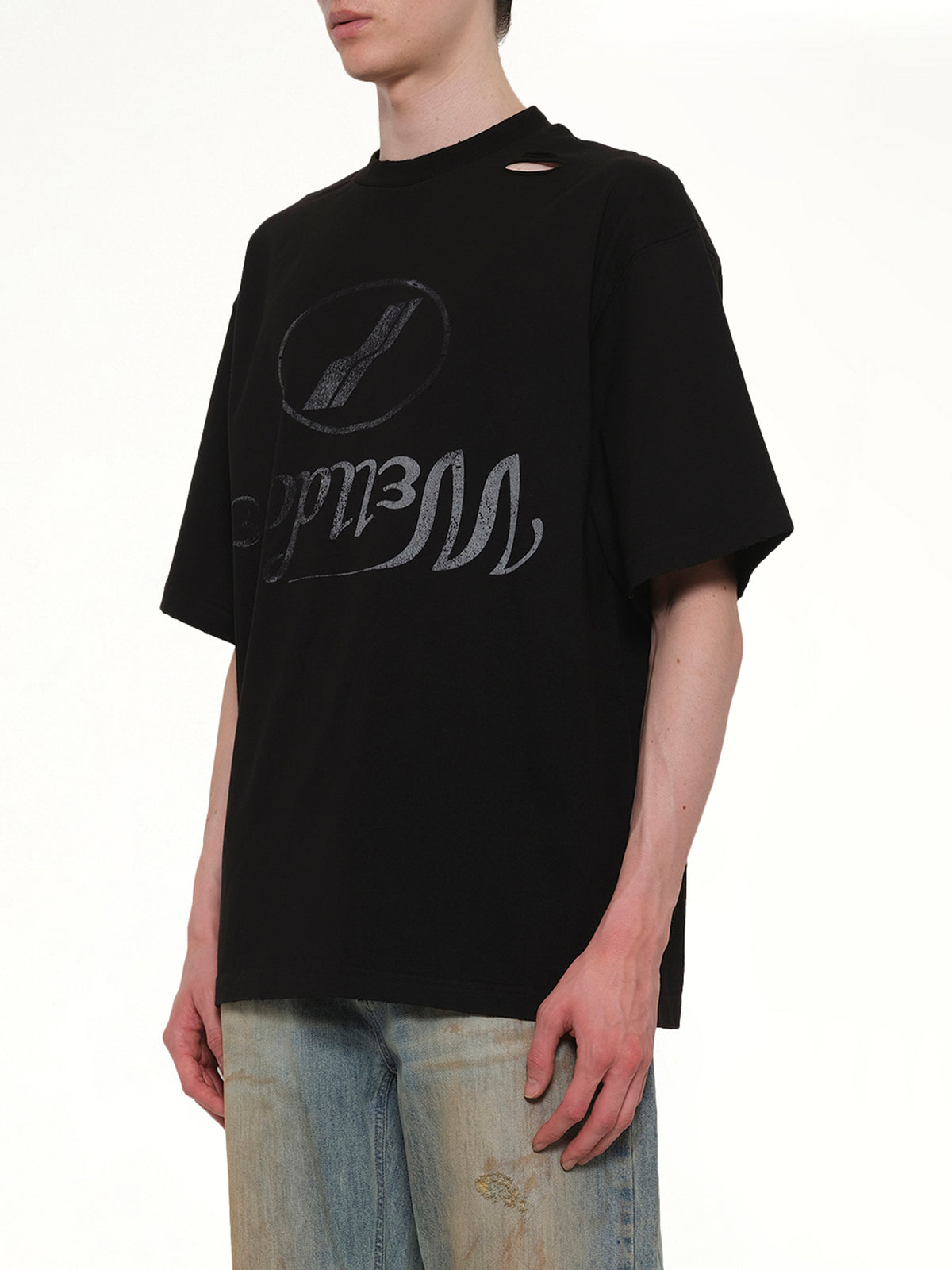 Destroyed Reverse Logo T-Shirt in Black
