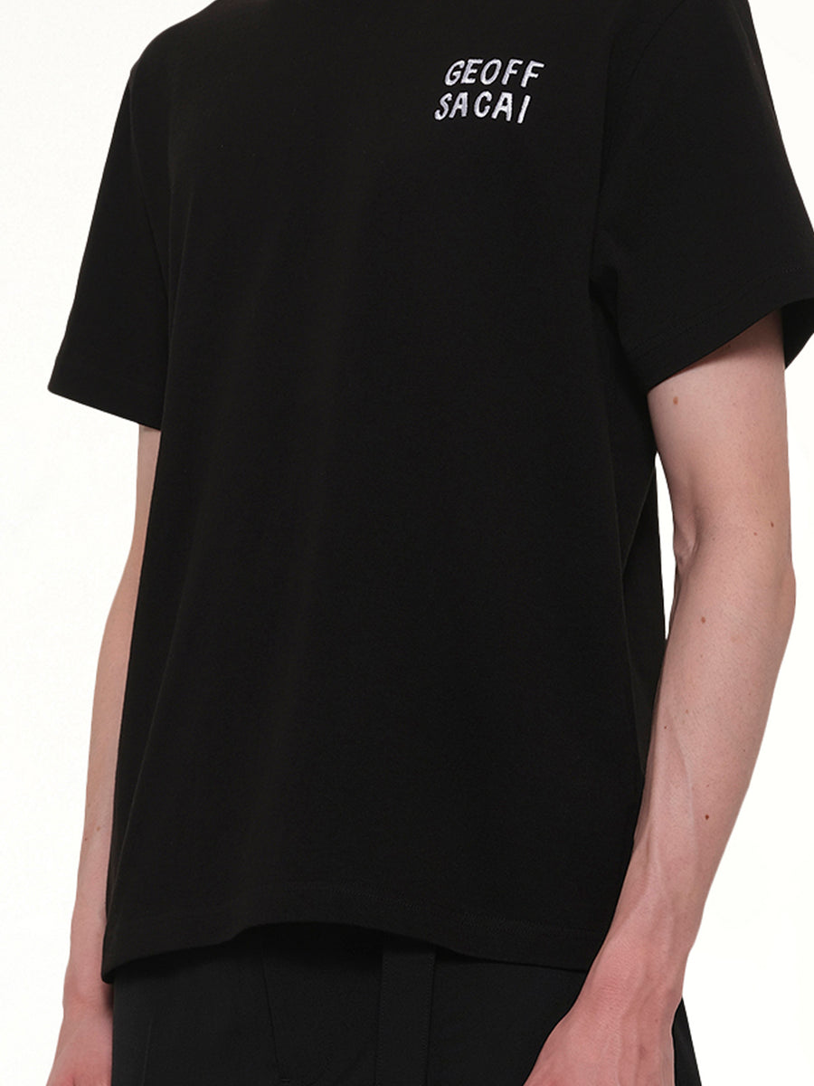 Geoff Sacai Embroidery T-Shirt in Black