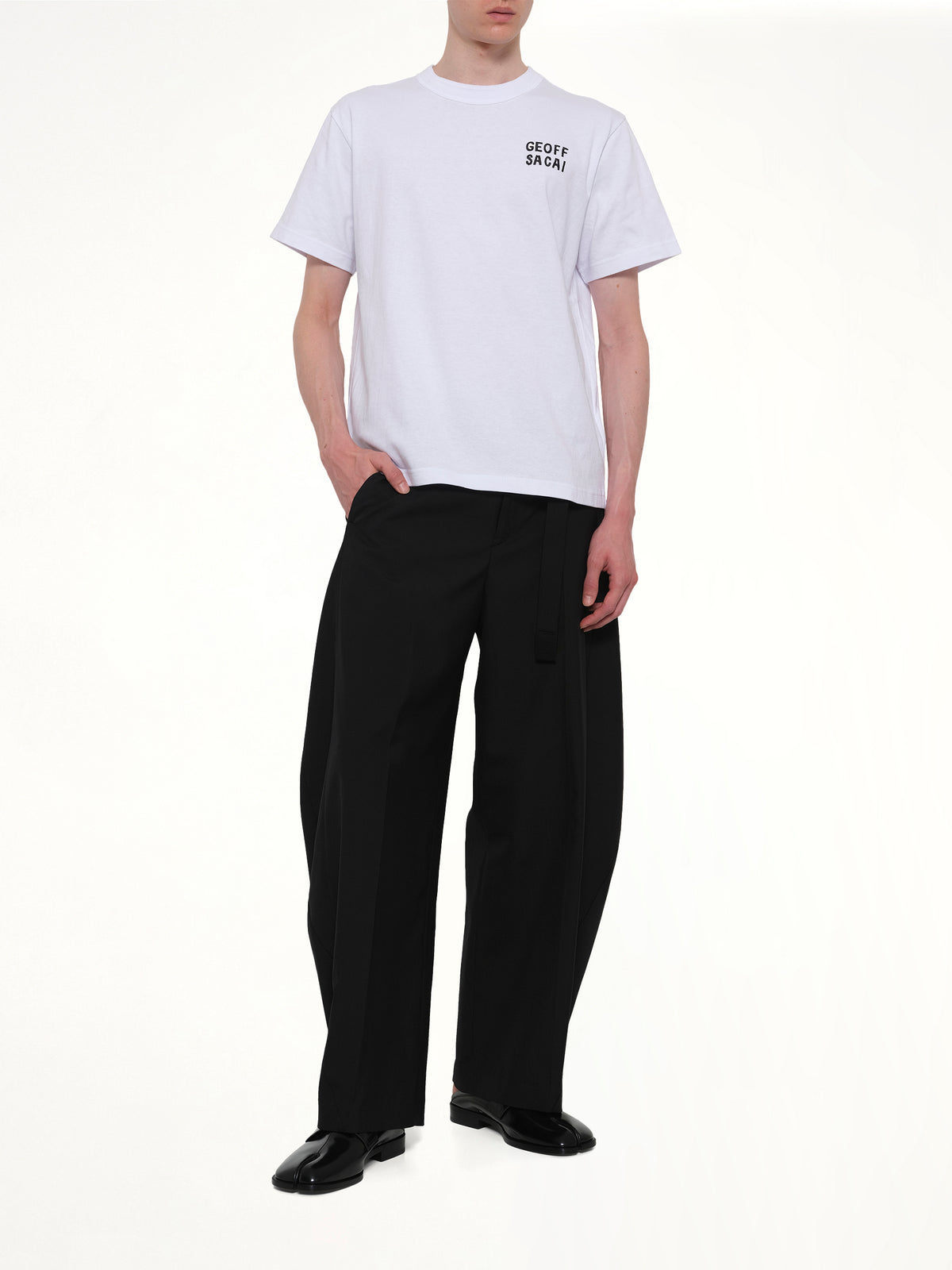 Geoff Sacai Embroidery T-Shirt in White