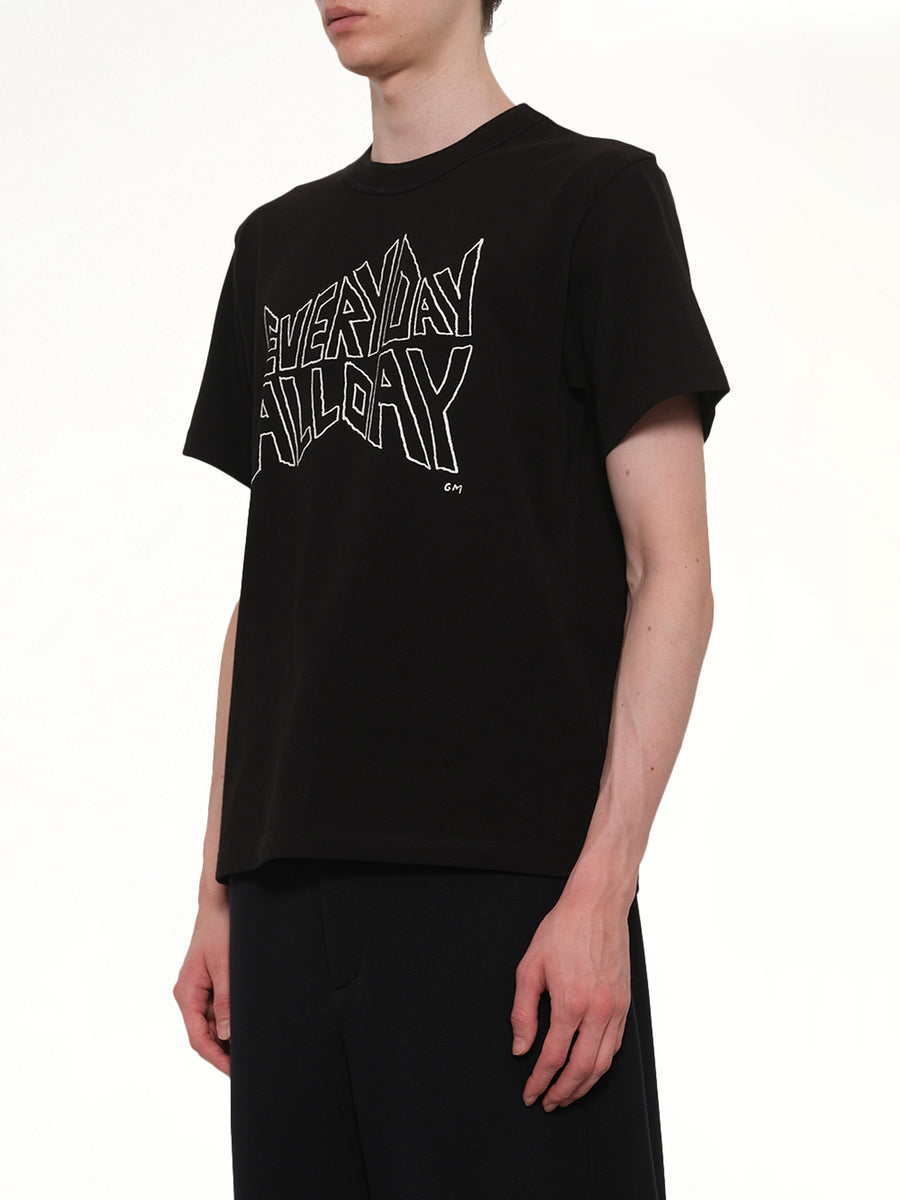 Geoff Sacai Print T-Shirt in Black