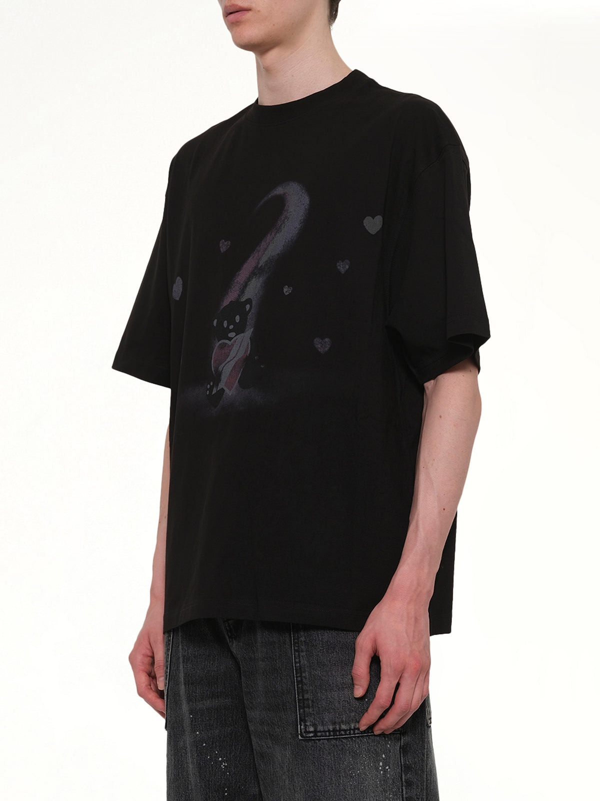 Teddy Bear Print T-Shirt in Black