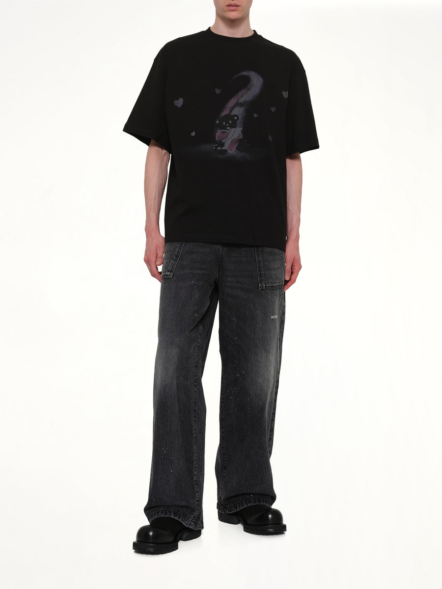 Teddy Bear Print T-Shirt in Black