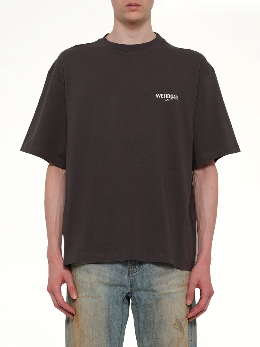 Wave Logo Short Sleeve T-Shirt in Charcoal