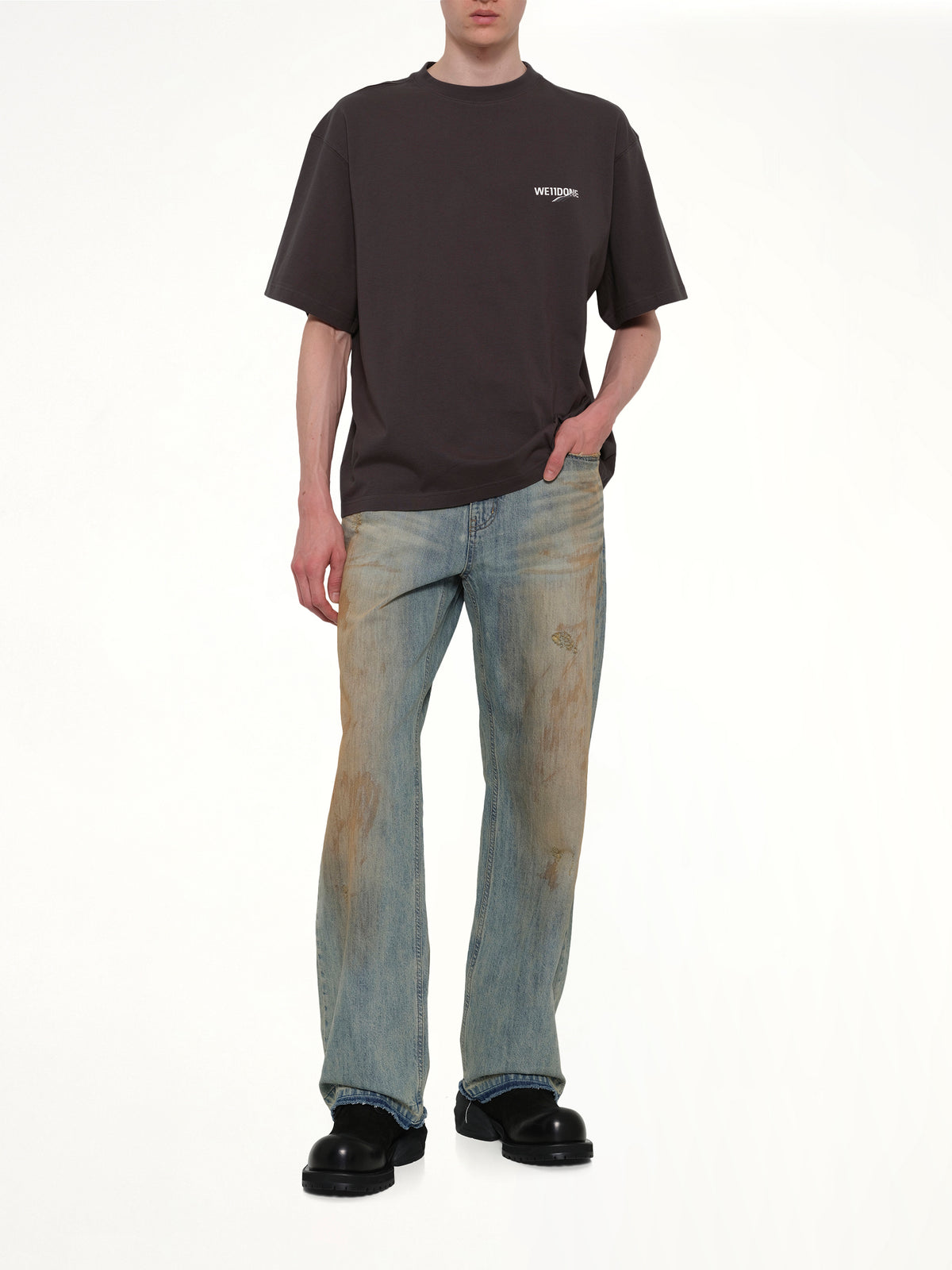 Wave Logo Short Sleeve T-Shirt in Charcoal