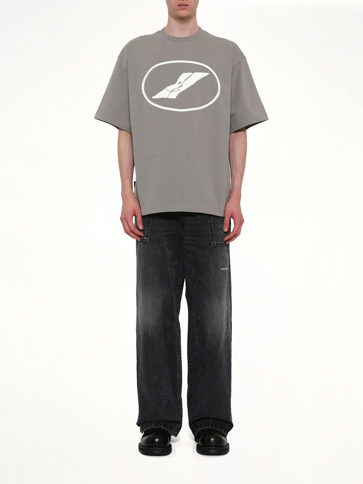 We11done Print T-Shirt in Grey