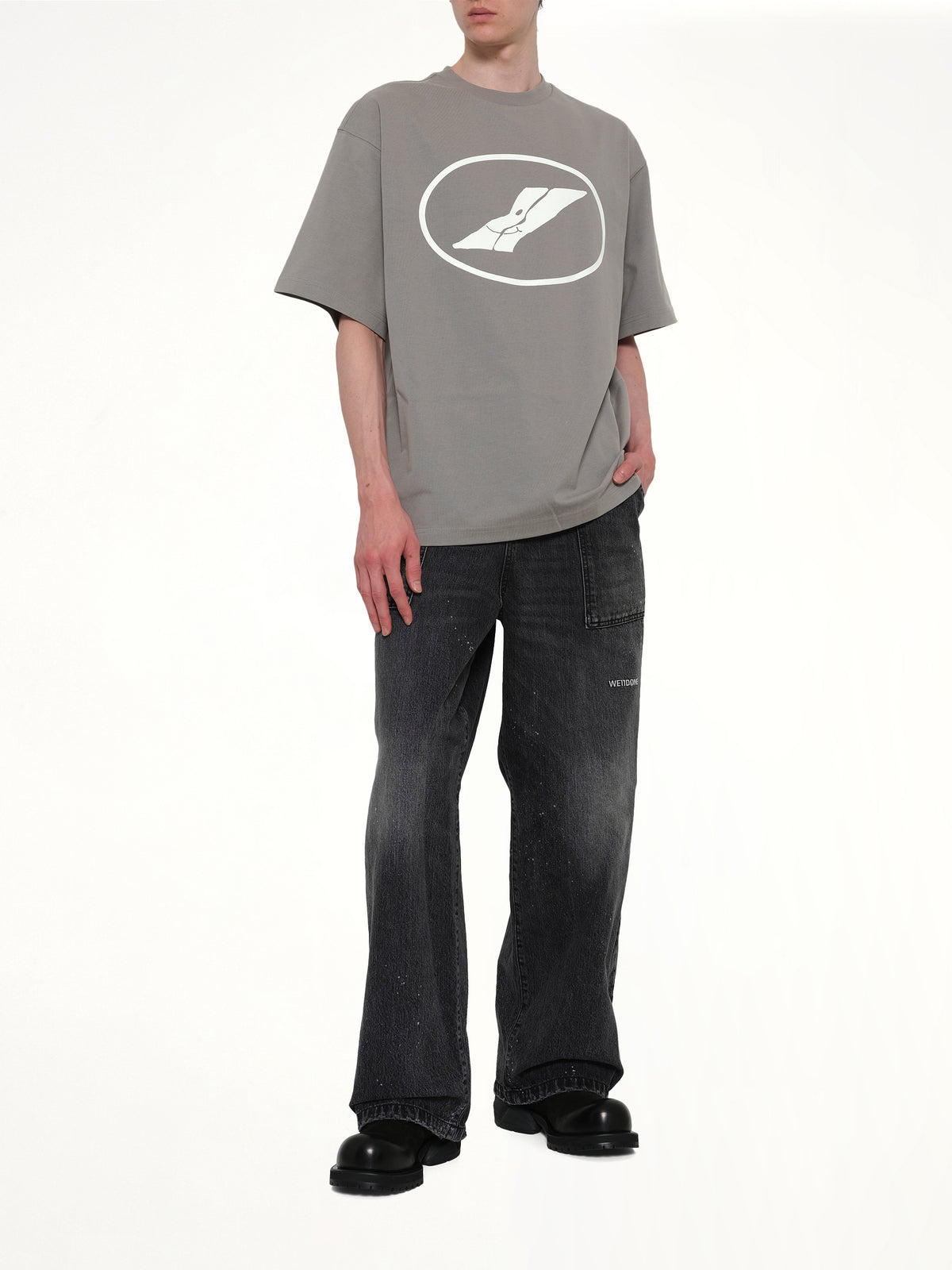 We11done Print T-Shirt in Grey