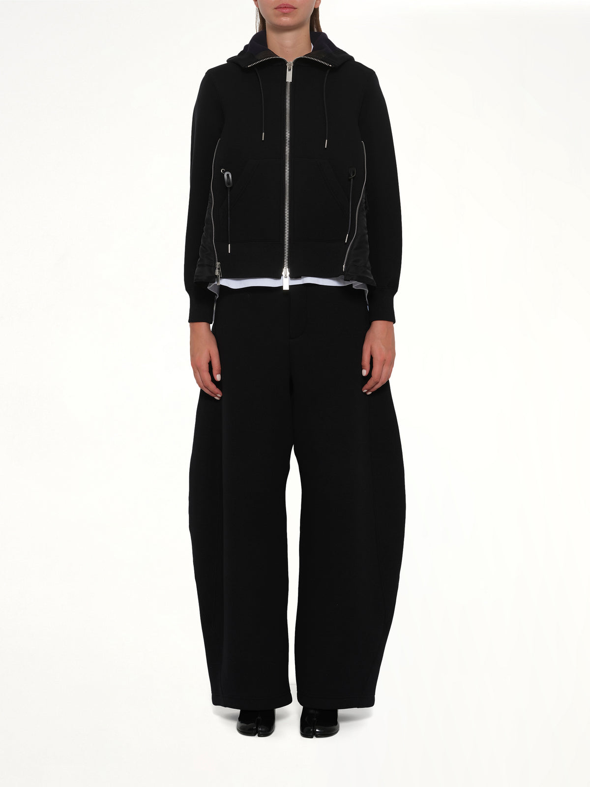 Sponge Sweat x Nylon Twill Hoodie in Black