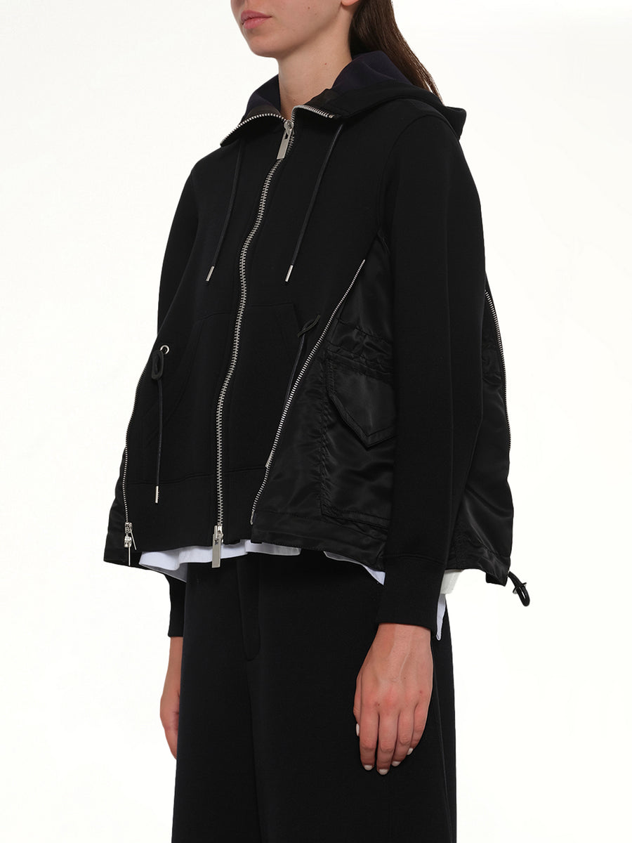 Sponge Sweat x Nylon Twill Hoodie in Black