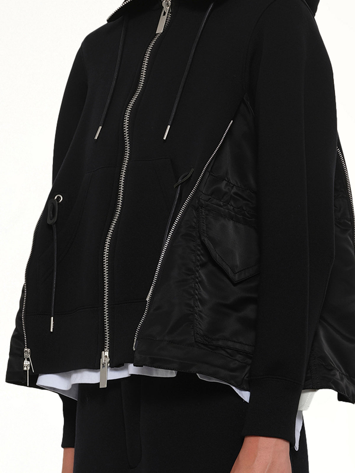 Sponge Sweat x Nylon Twill Hoodie in Black