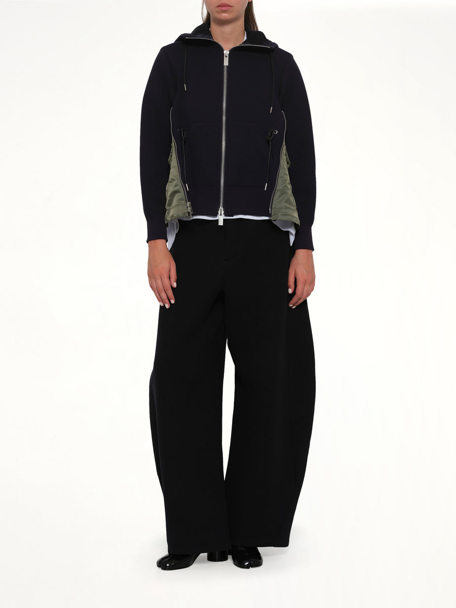Sponge Sweat x Nylon Twill Hoodie in Navy/Khaki