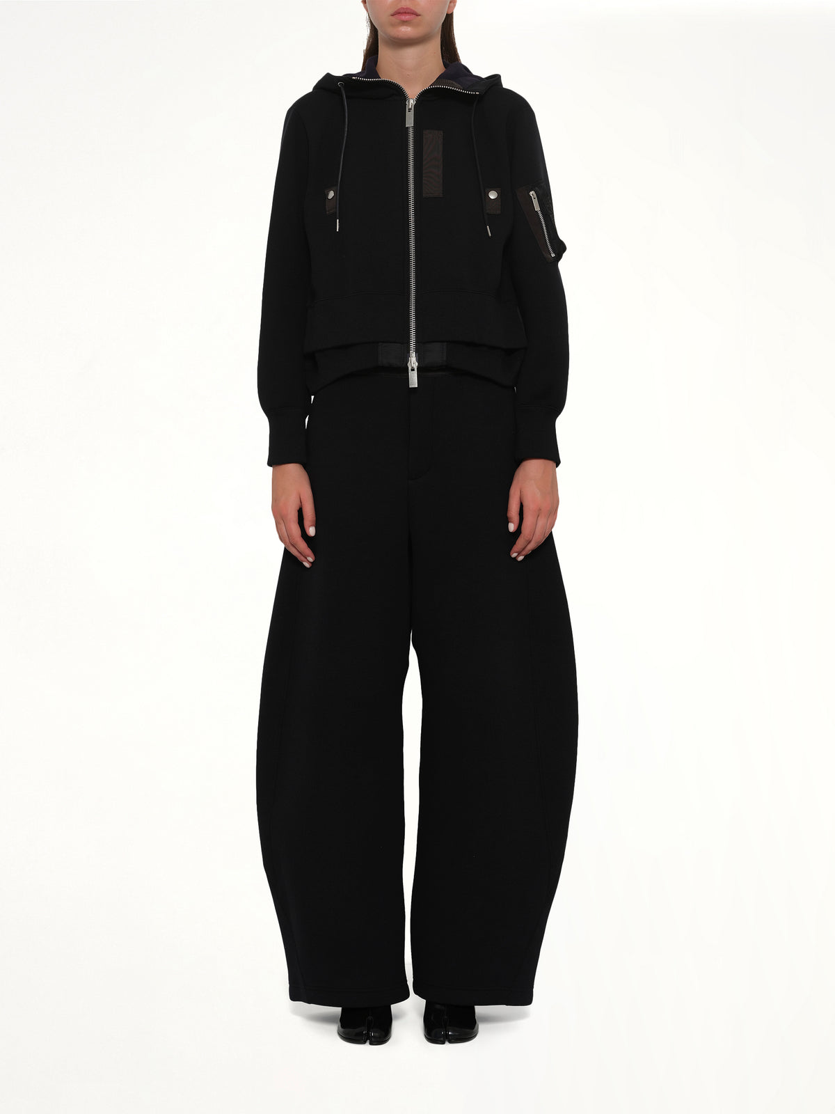 Sponge Sweat x Nylon Twill Small Hoodie in Black
