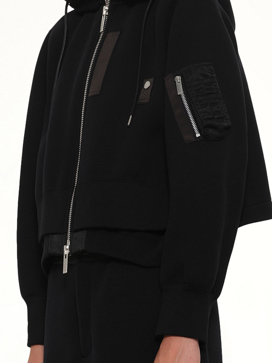 Sponge Sweat x Nylon Twill Small Hoodie in Black