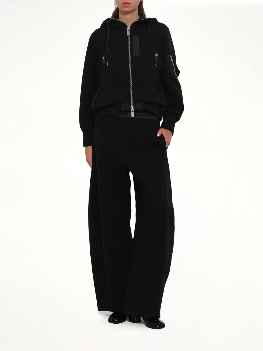 Sponge Sweat x Nylon Twill Small Hoodie in Black