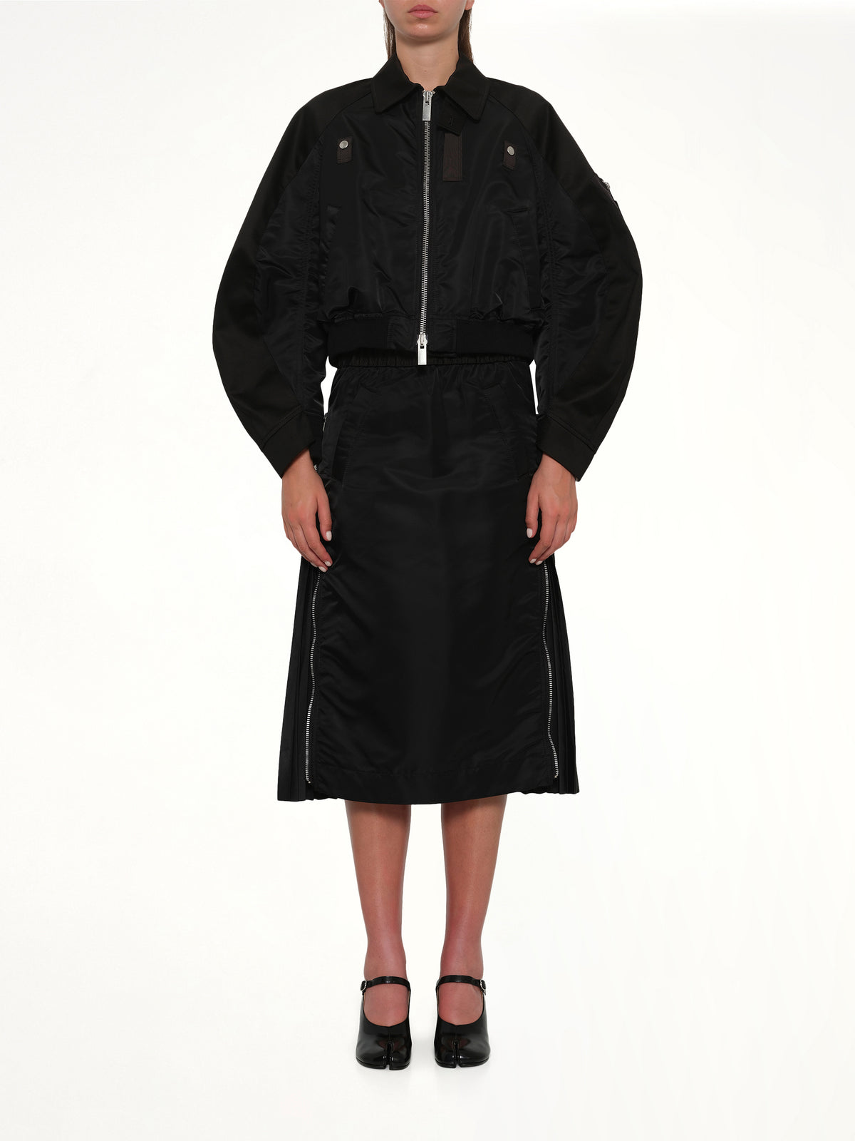 Cotton Chino x Nylon Twill Blouson in Black
