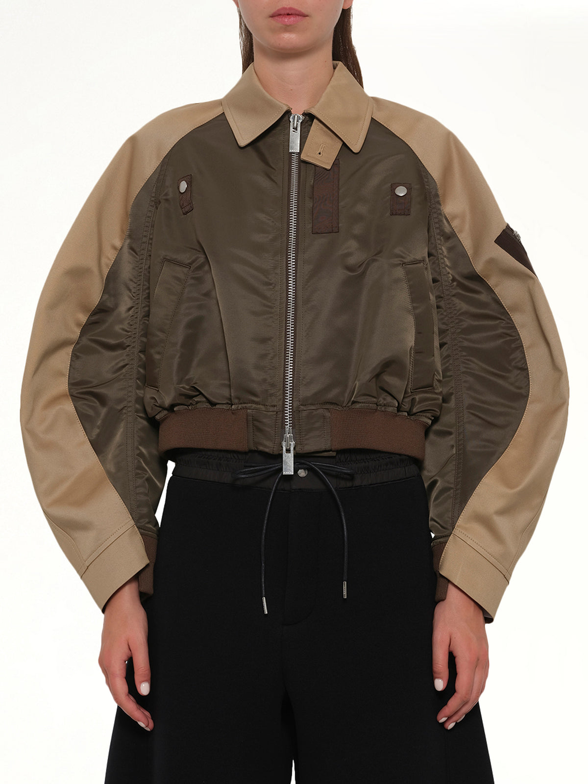 Cotton Chino x Nylon Twill Blouson in Khaki/Beige