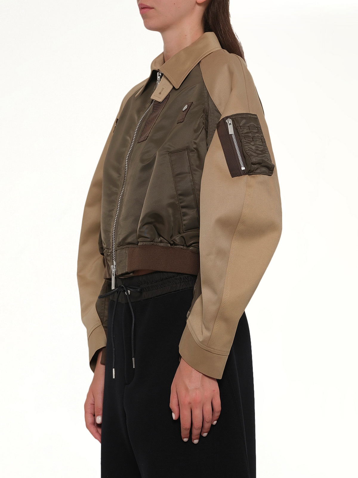 Cotton Chino x Nylon Twill Blouson in Khaki/Beige