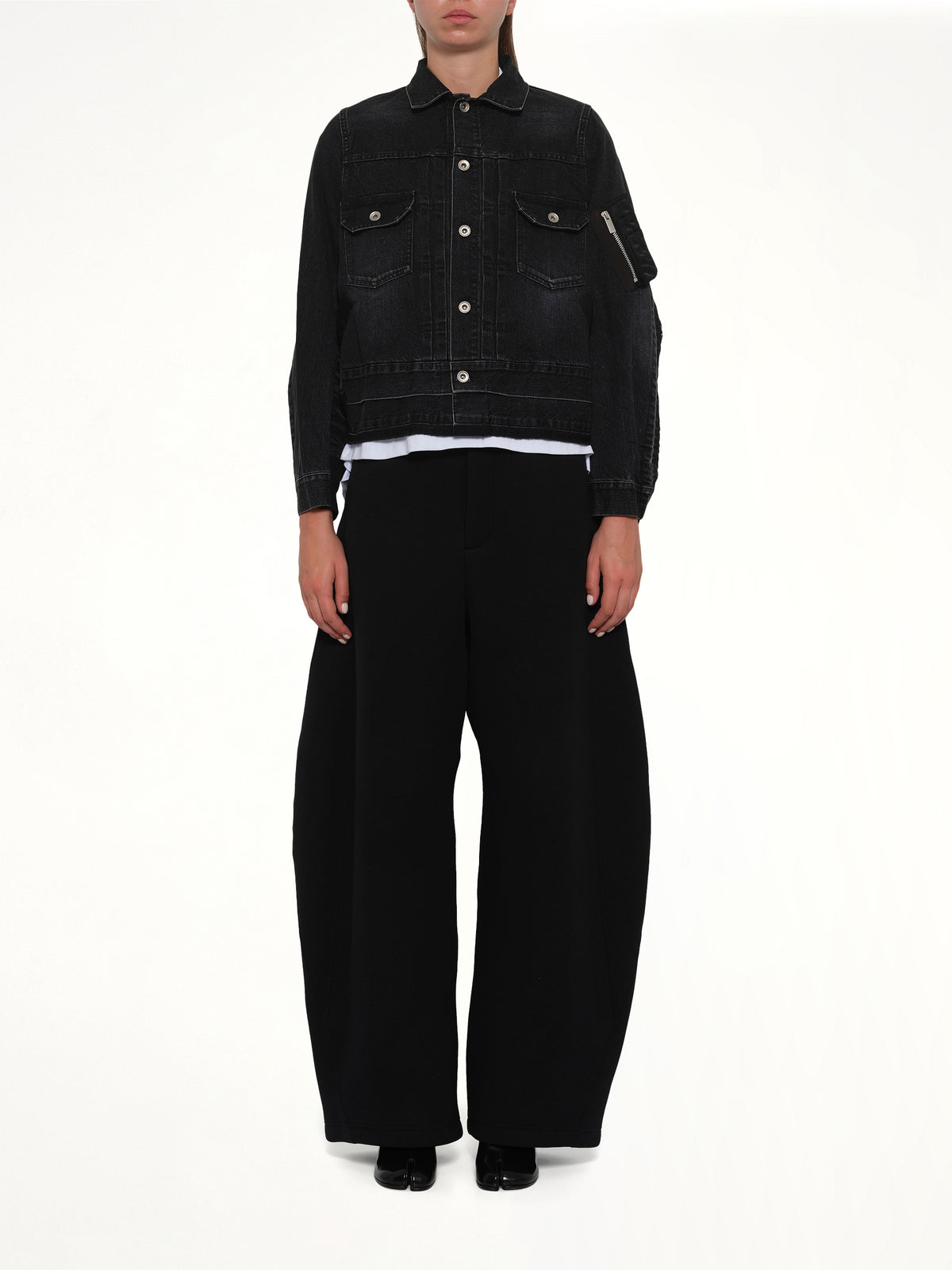 Denim x Nylon Twill Jacket in Black