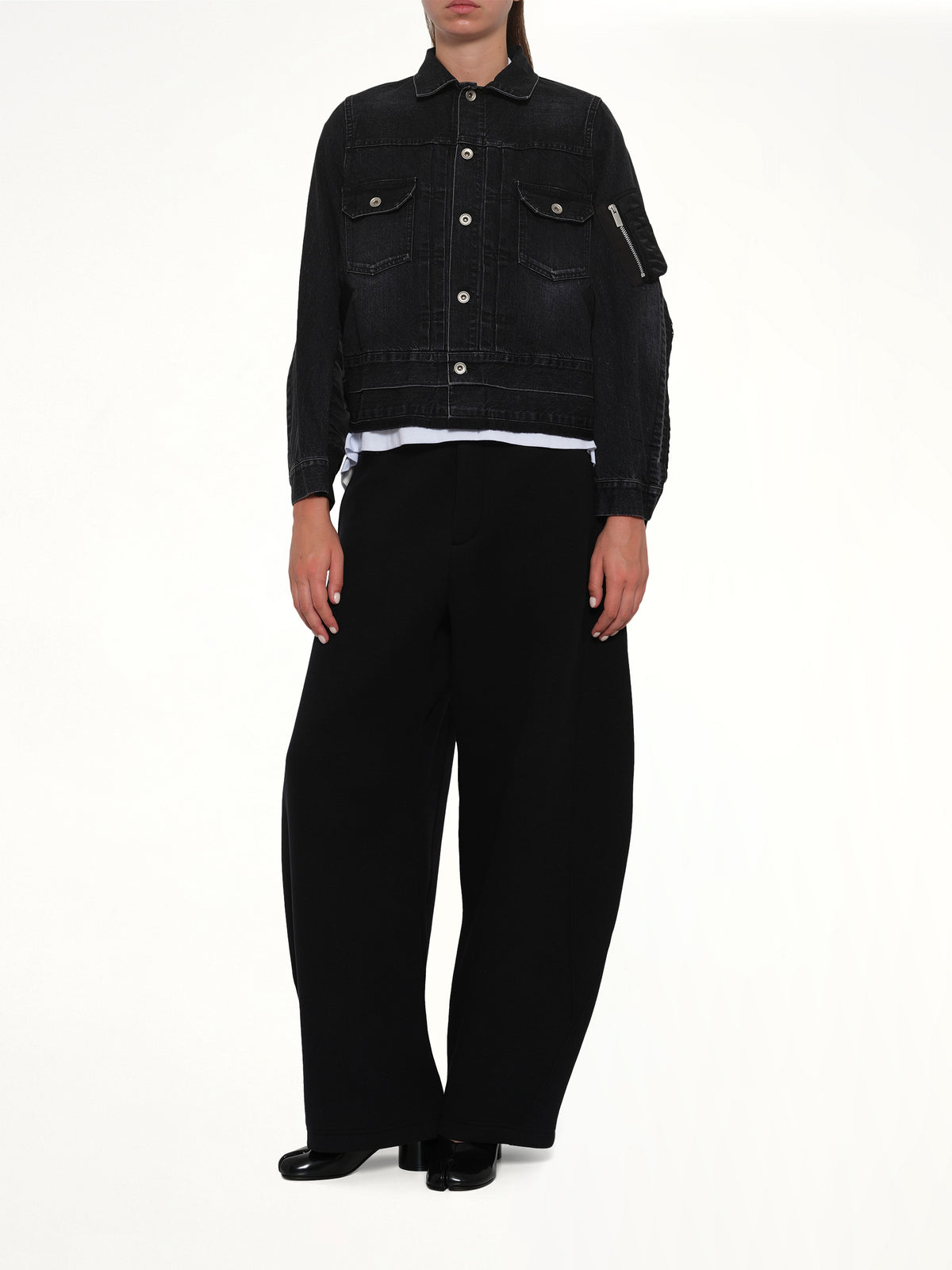 Denim x Nylon Twill Jacket in Black