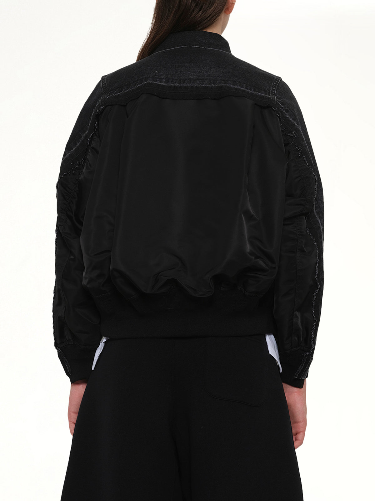 Denim x Nylon Twill Jacket in Black