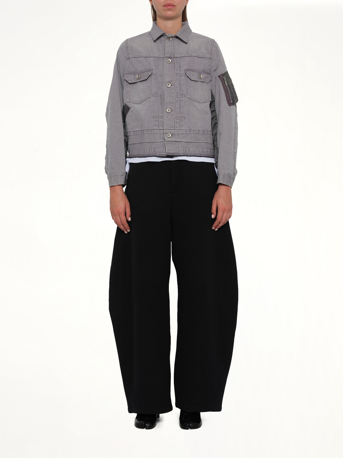 Denim x Nylon Twill Jacket in Gray