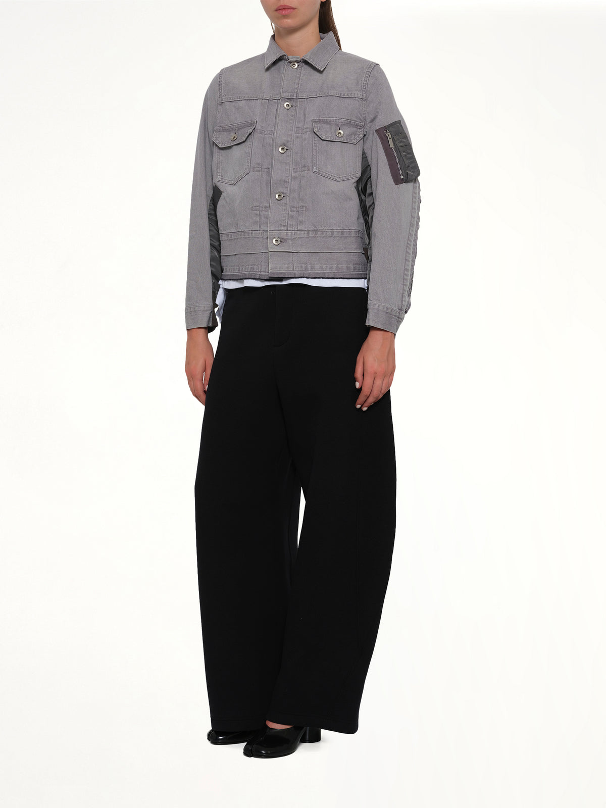 Denim x Nylon Twill Jacket in Gray