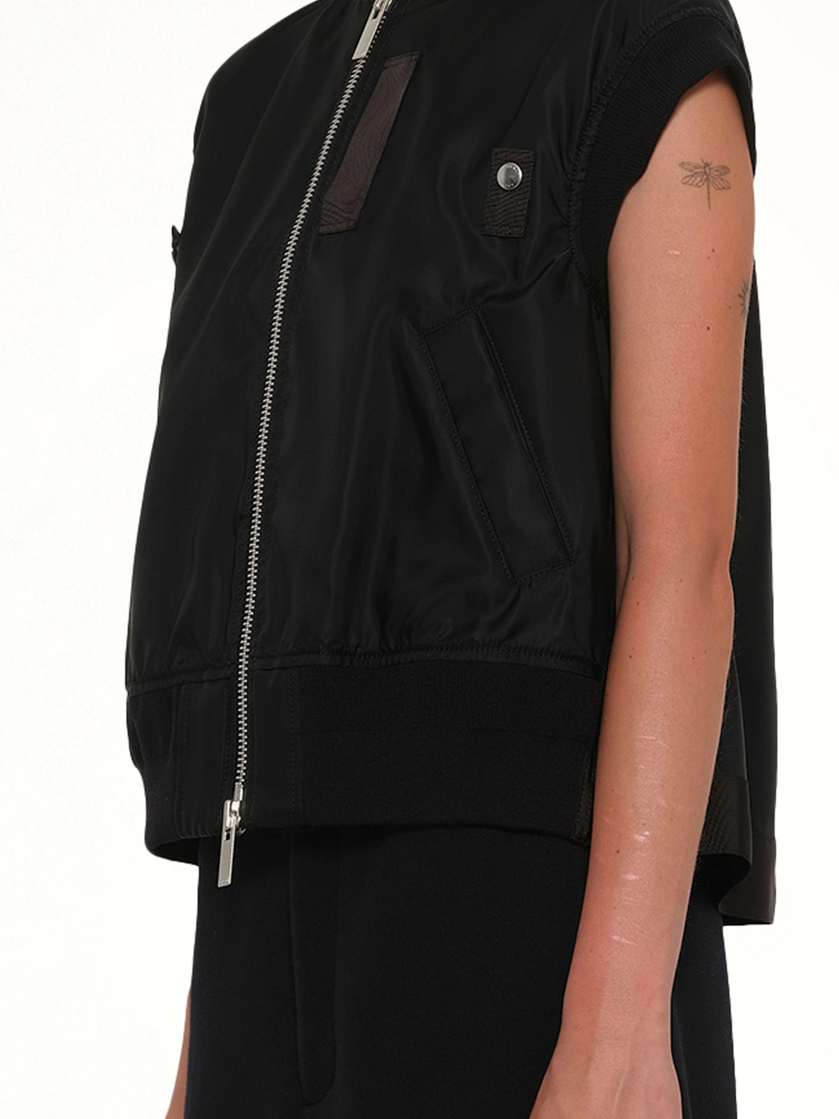 Nylon Twill Vest in Black