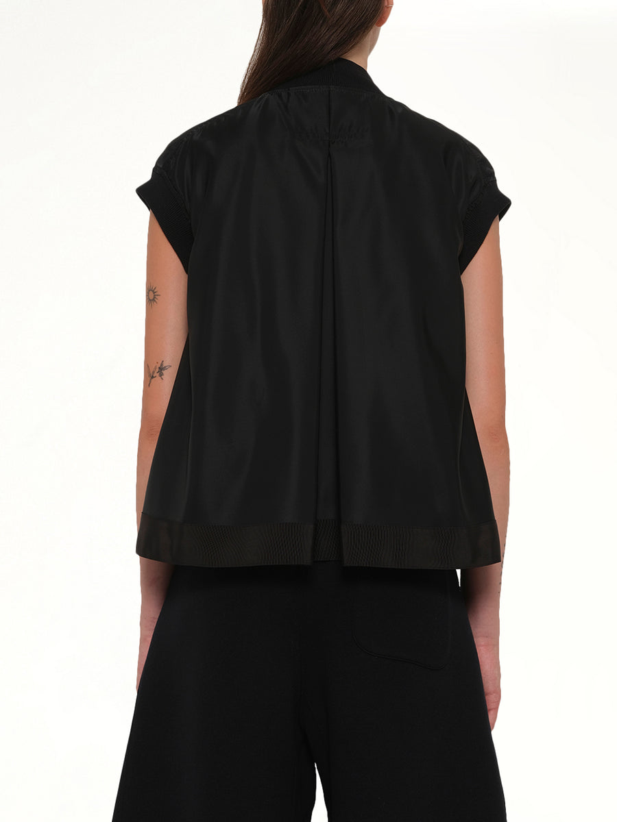 Nylon Twill Vest in Black
