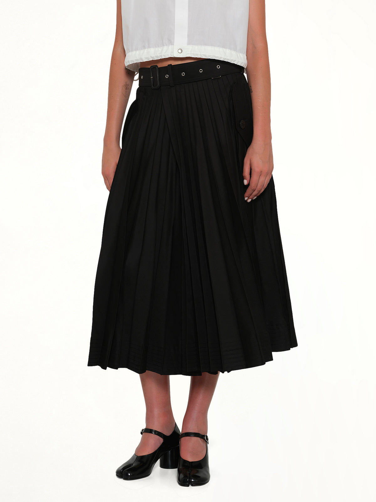 Cotton Gabardine Skirt in Black