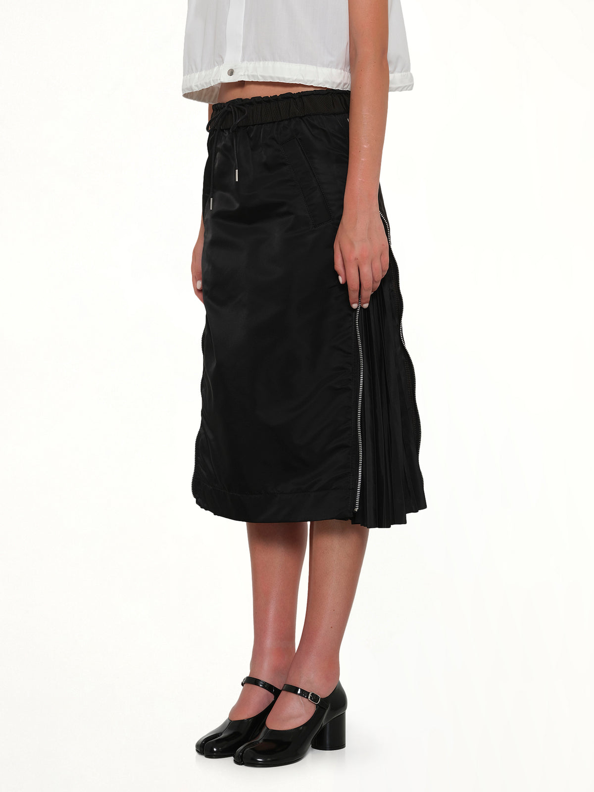 Nylon Twill Skirt in Black