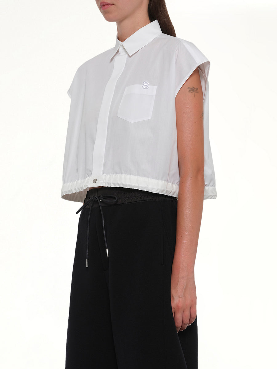 S Cotton Poplin Shirt in Off White