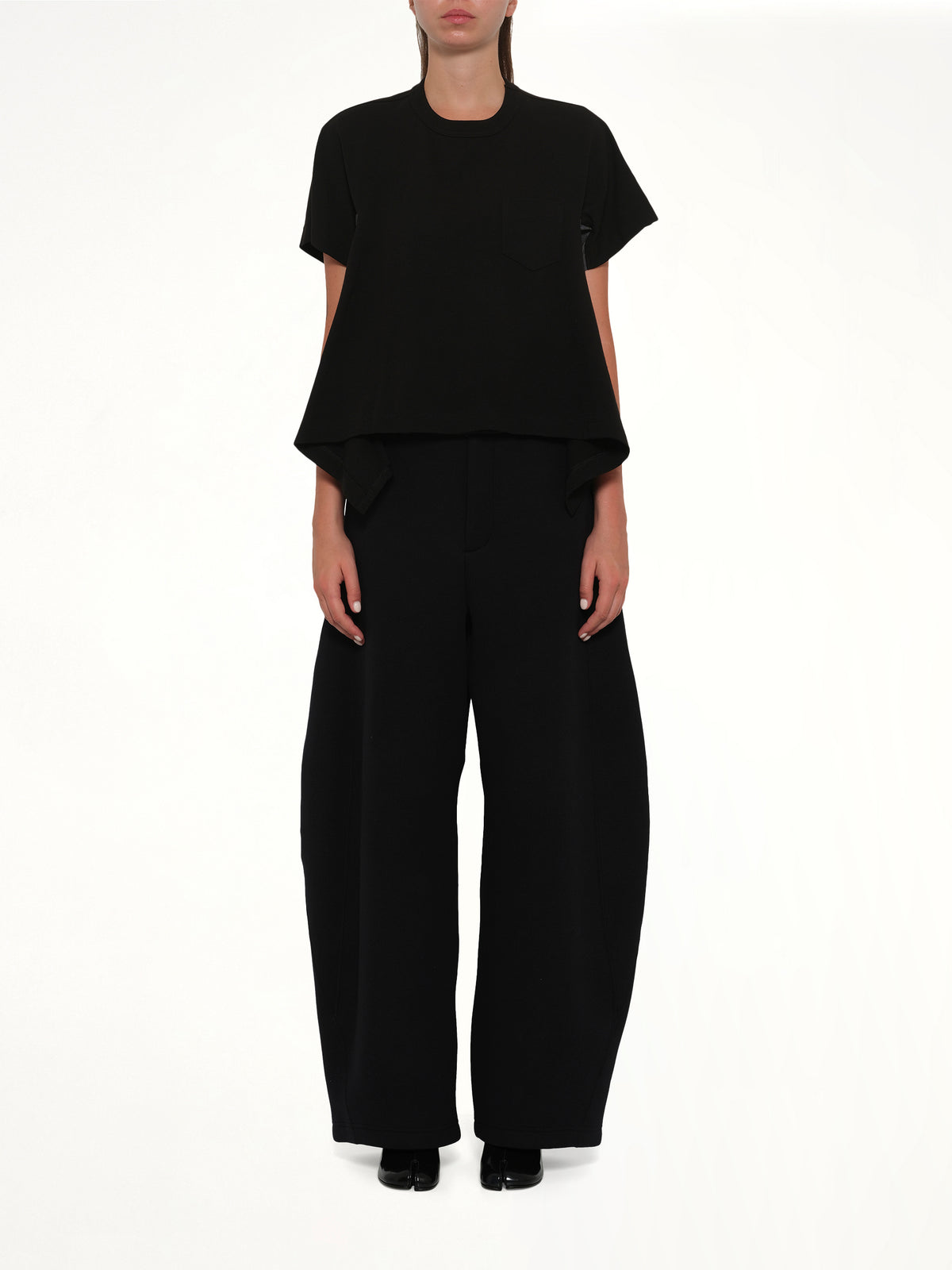 Light Weight Denim x Cotton Jersey T-Shirt in Black