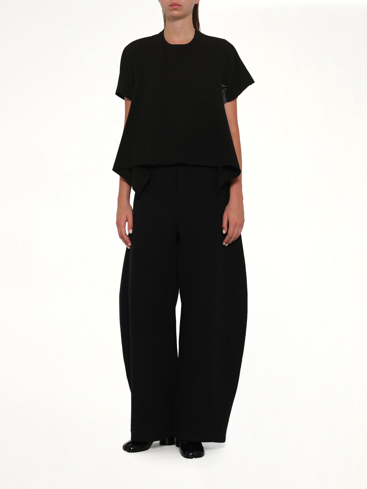 Light Weight Denim x Cotton Jersey T-Shirt in Black