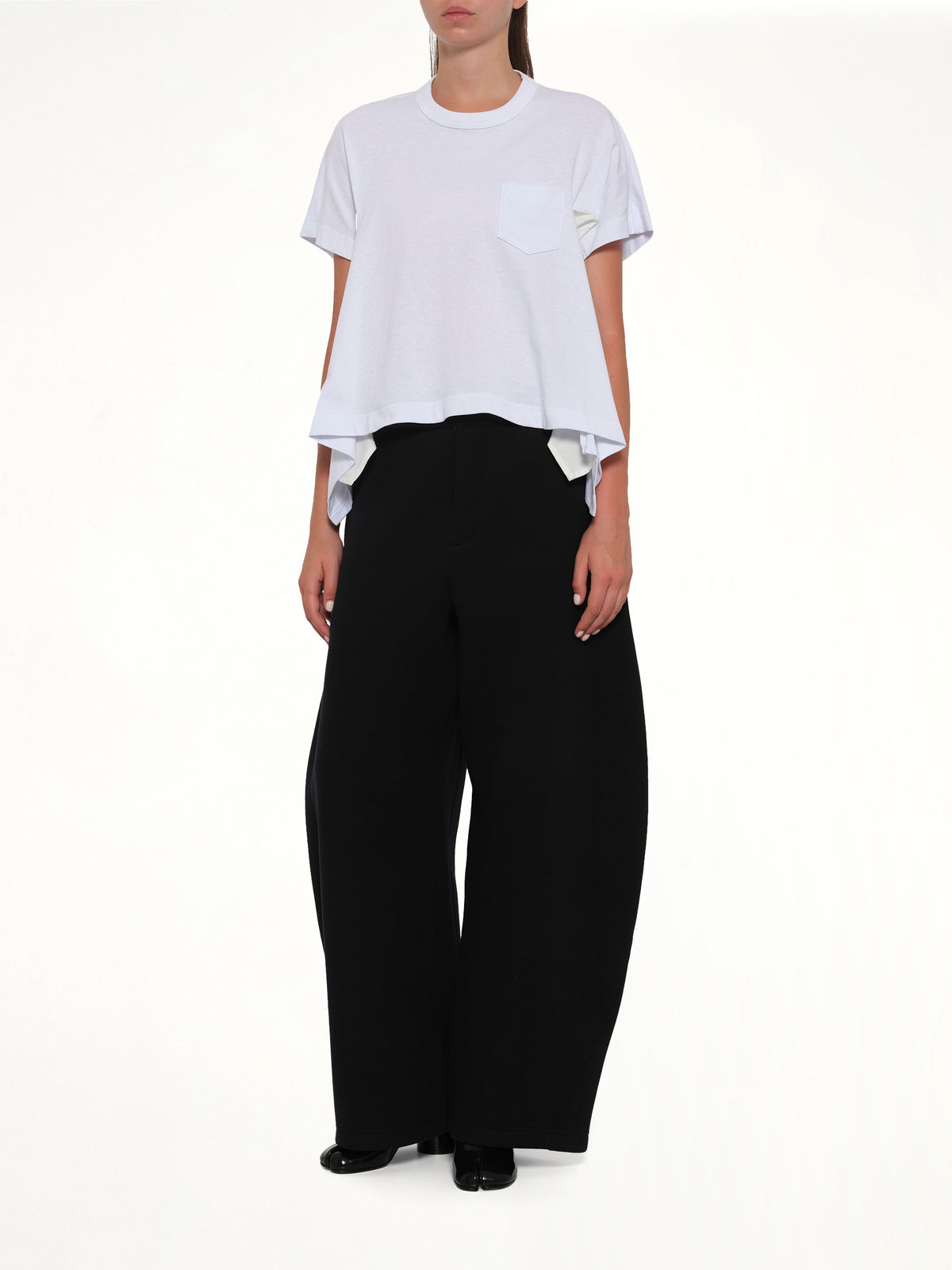 Light Weight Denim x Cotton Jersey T-Shirt in White