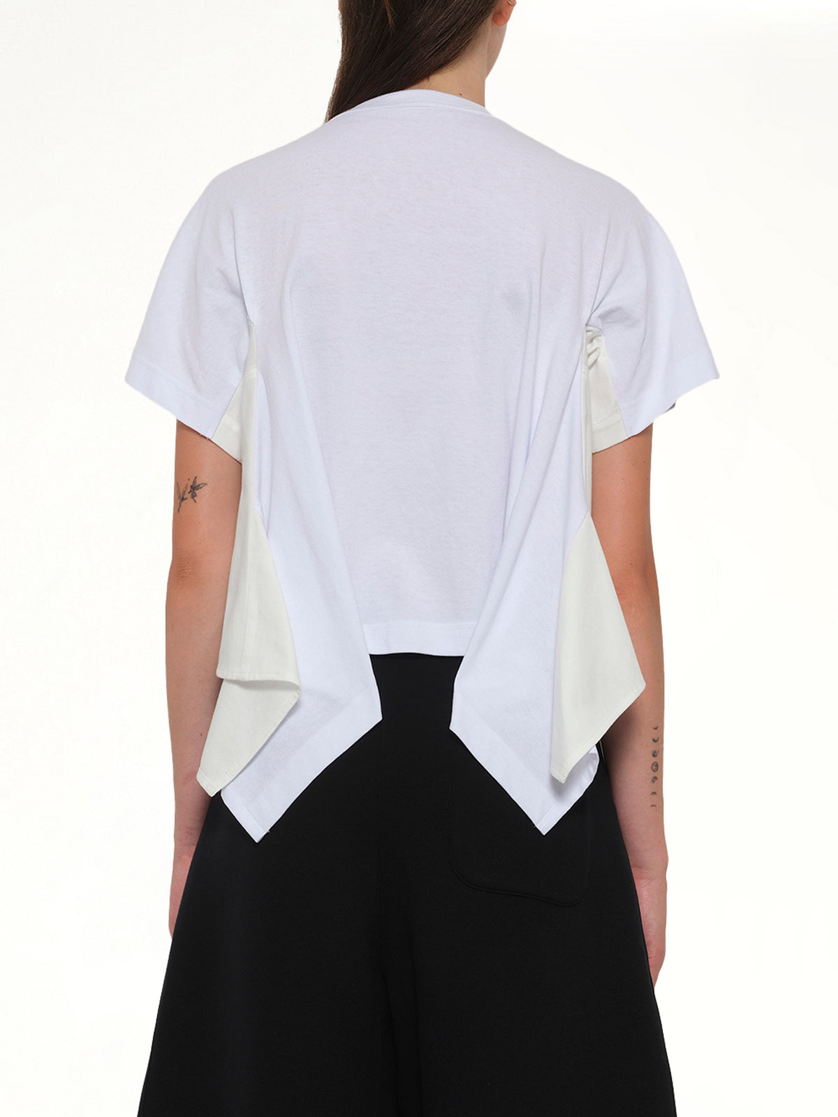 Light Weight Denim x Cotton Jersey T-Shirt in White