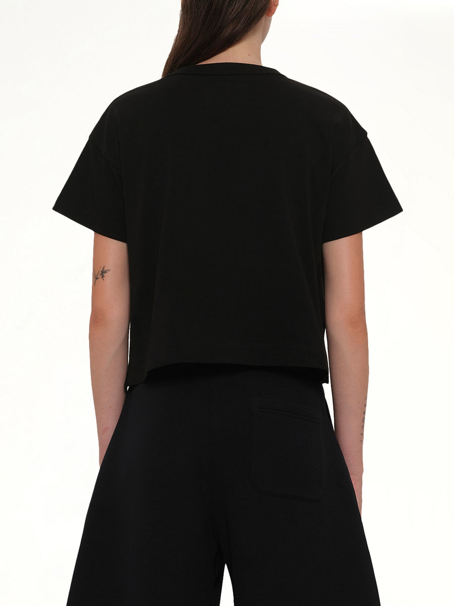 S Cotton Jersey T-Shirt in Black