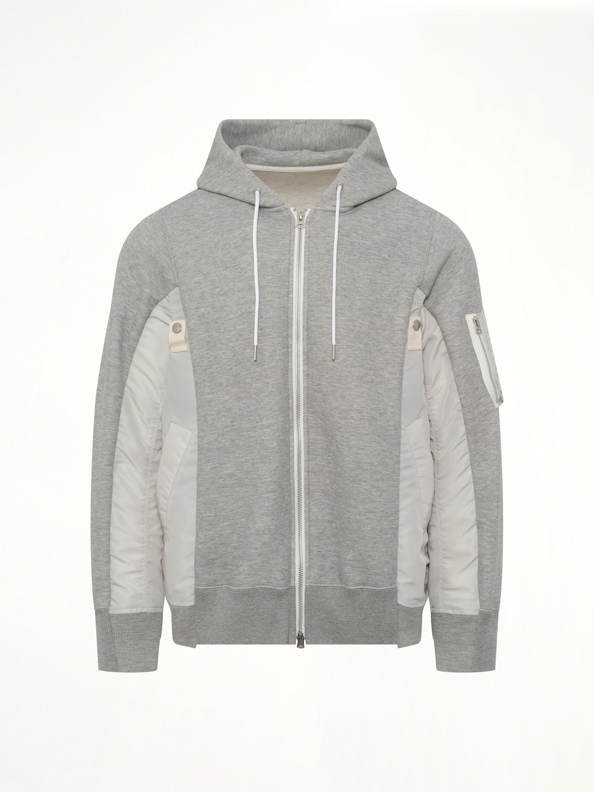 Sponge Sweat x Nylon Twill Hoodie in Light Gray