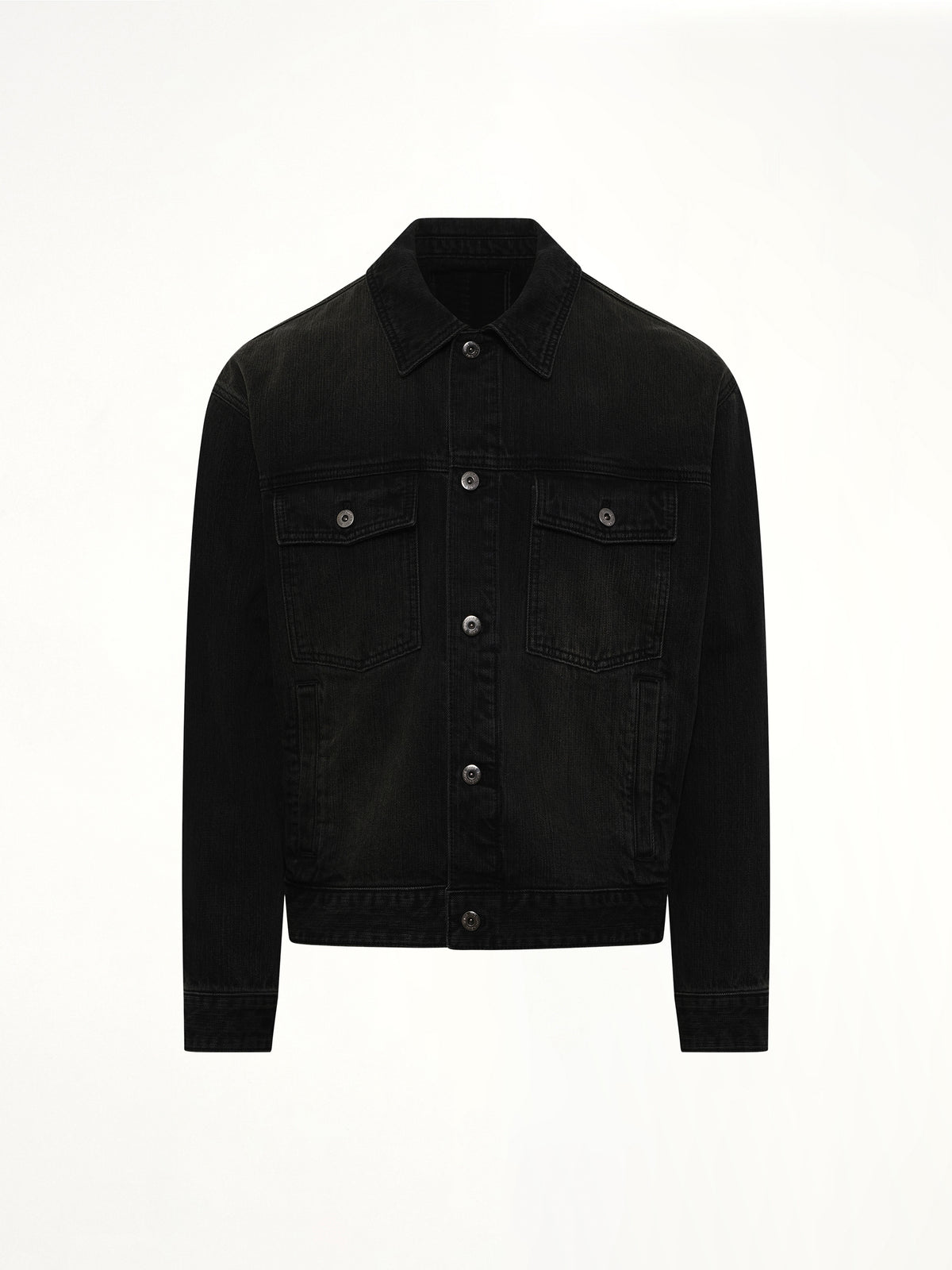 Stone Washed Denim Jacket in Black