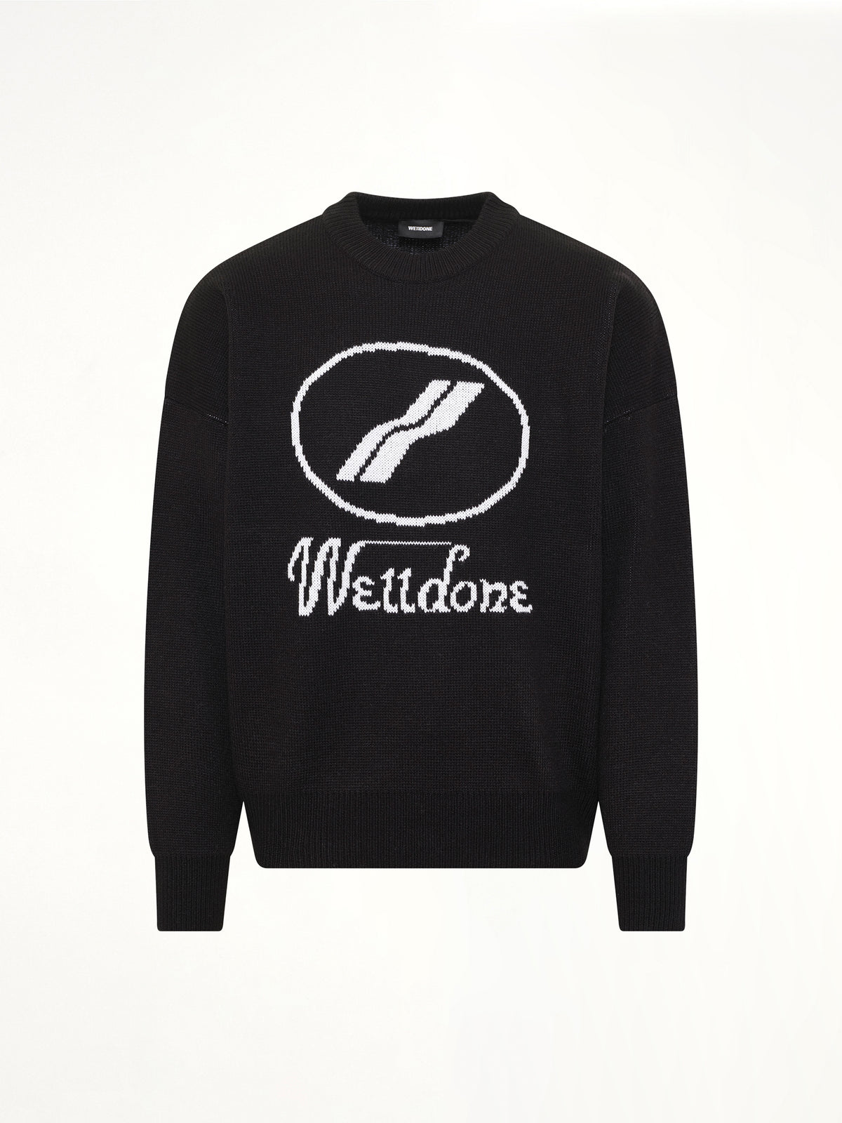 Logo Jacquard Intarsia Sweater in Black