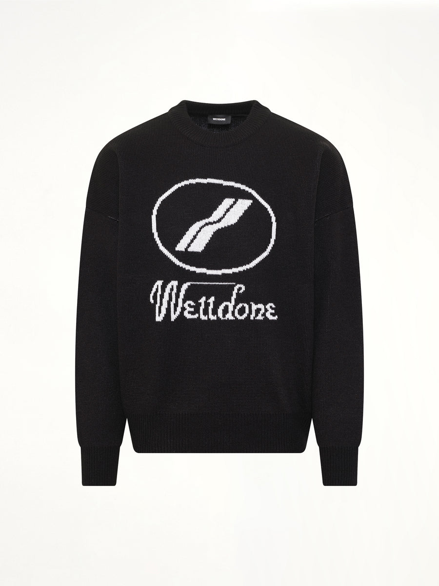 Logo Jacquard Intarsia Sweater in Black