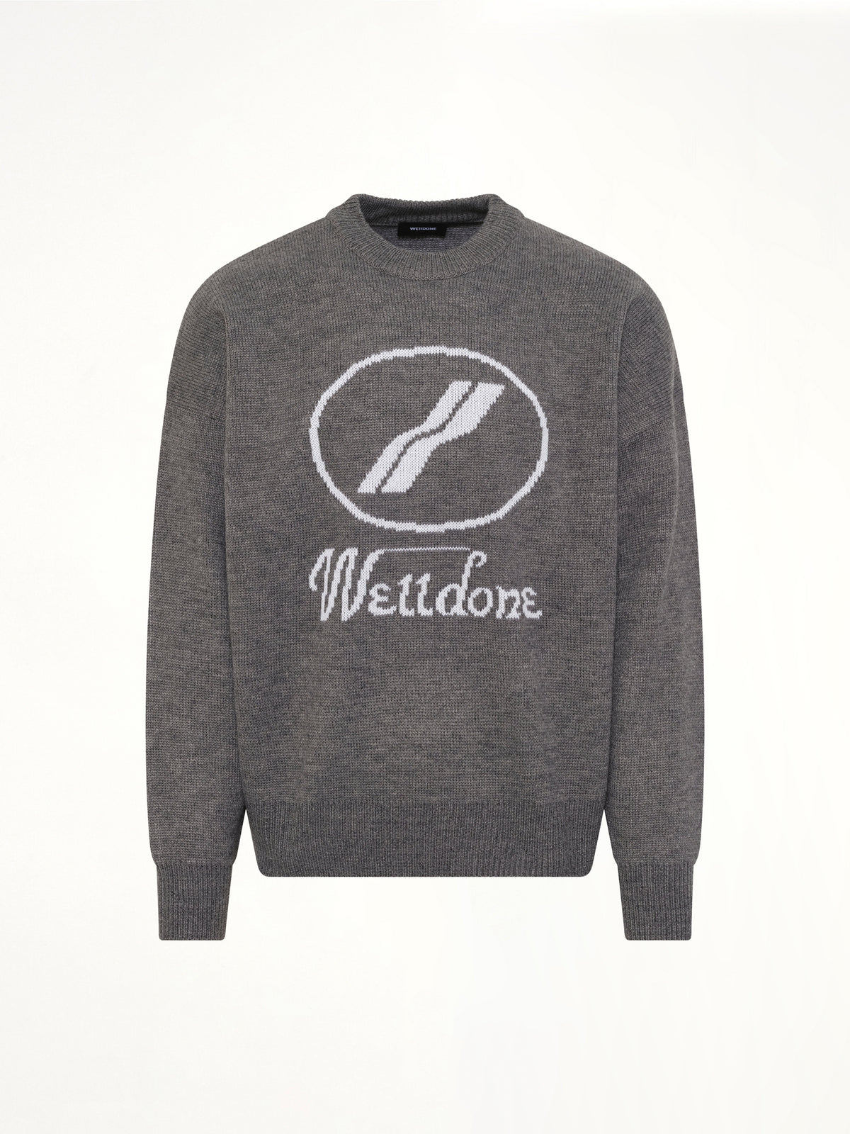 Logo Jacquard Intarsia Sweater in Grey