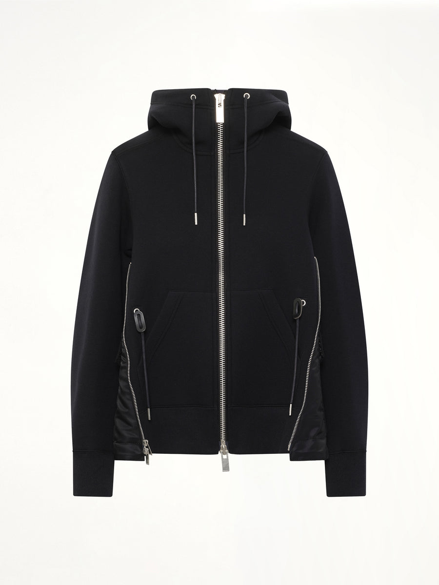 Sponge Sweat x Nylon Twill Hoodie in Black