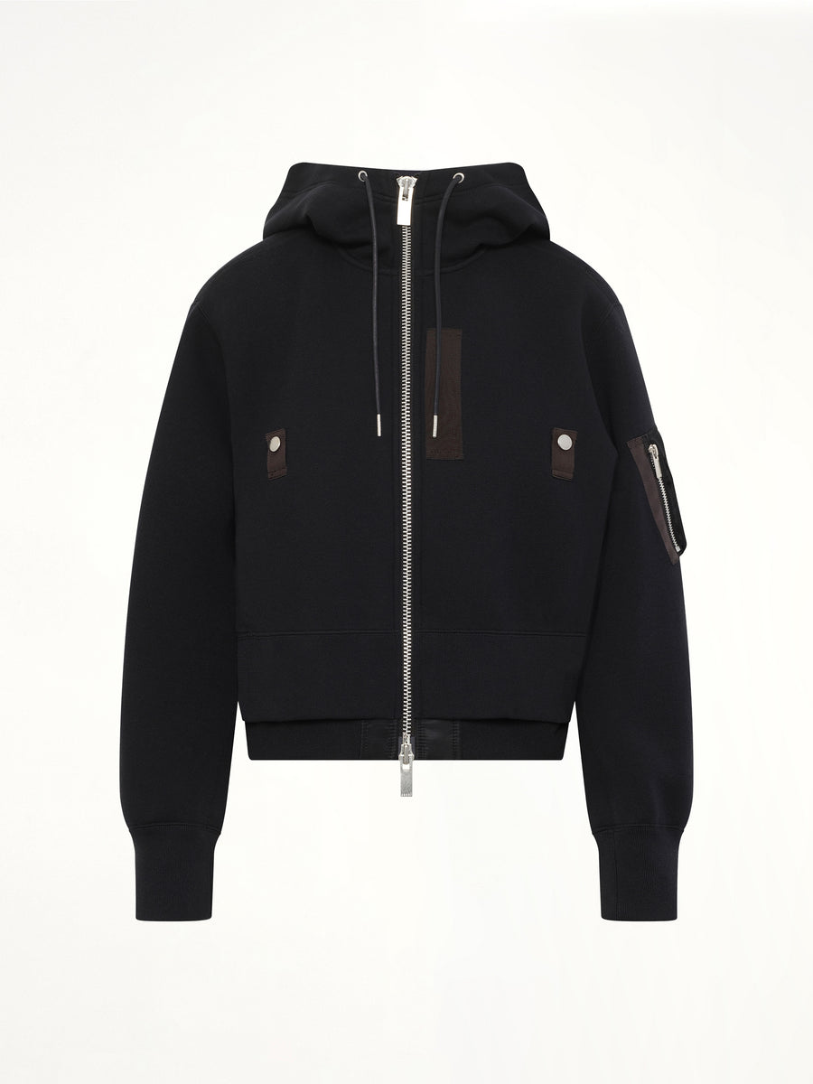 Sponge Sweat x Nylon Twill Small Hoodie in Black