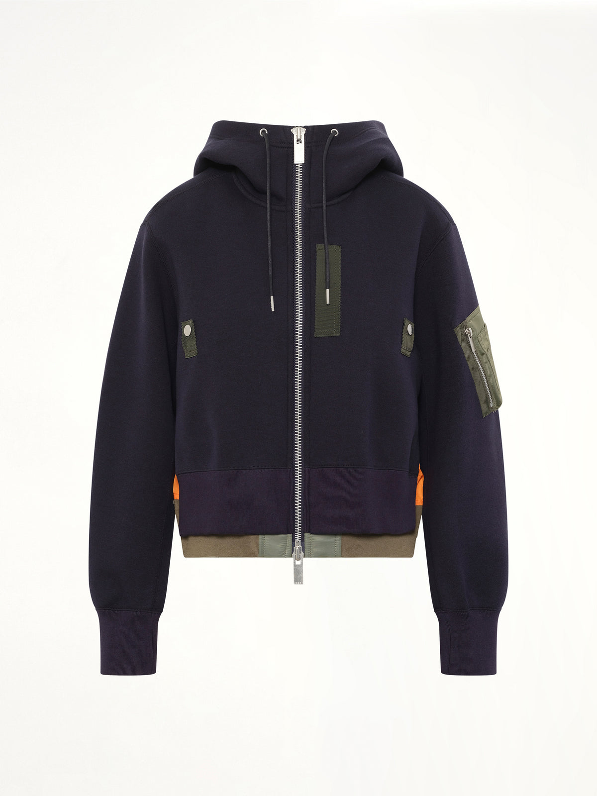 Sponge Sweat x Nylon Twill Small Hoodie in Navy/Khaki