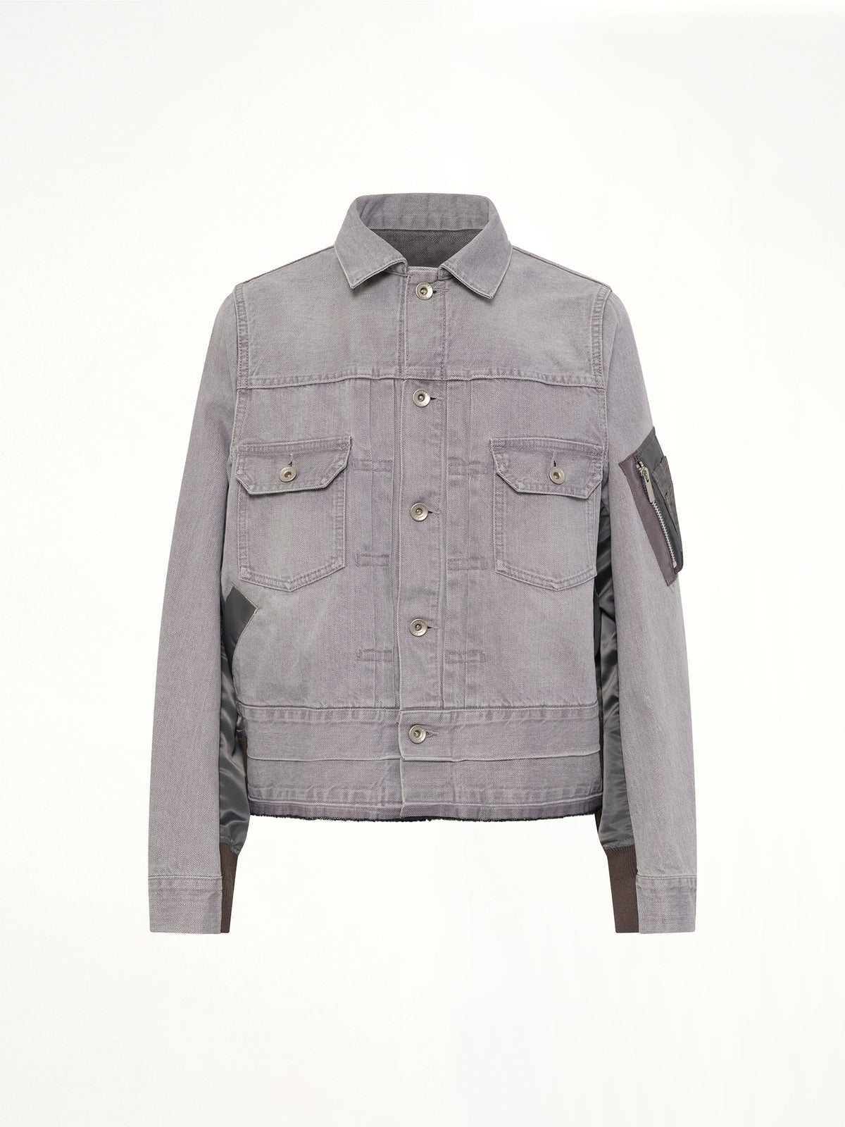 Denim x Nylon Twill Jacket in Gray