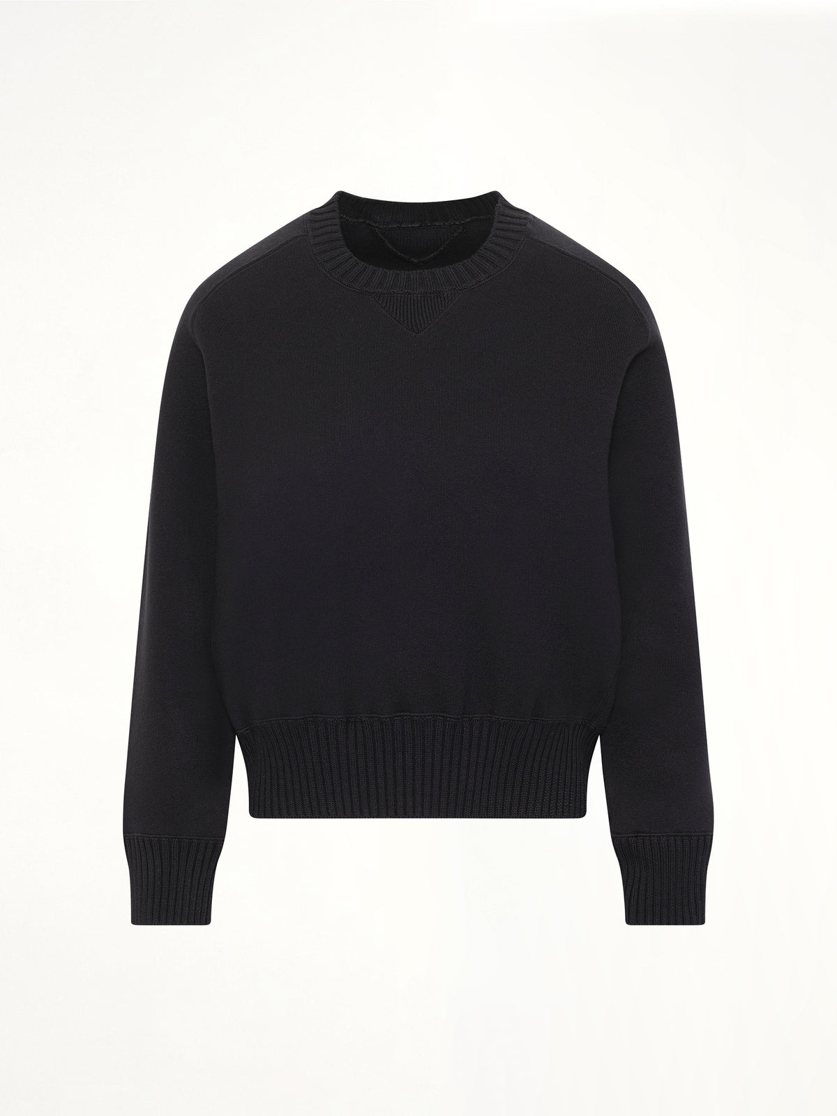 Cotton Cashmere Knit Pullover in Black