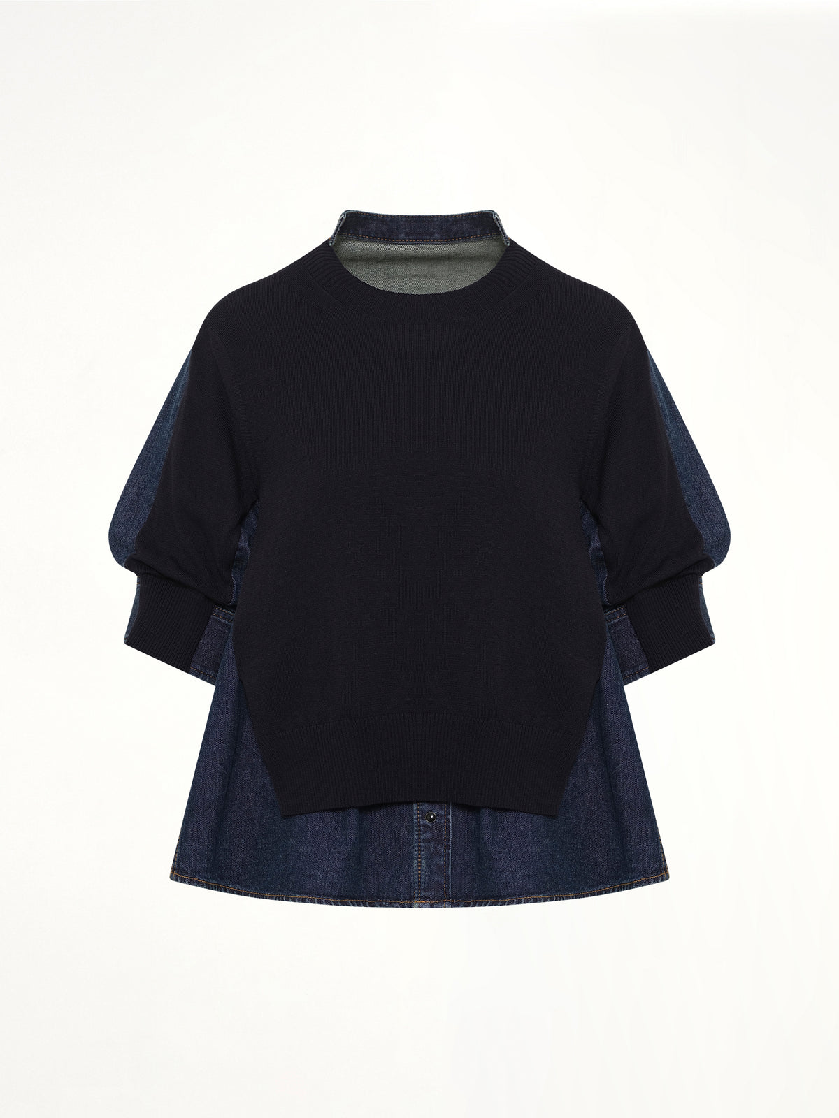 Denim x Knit Pullover in Blue