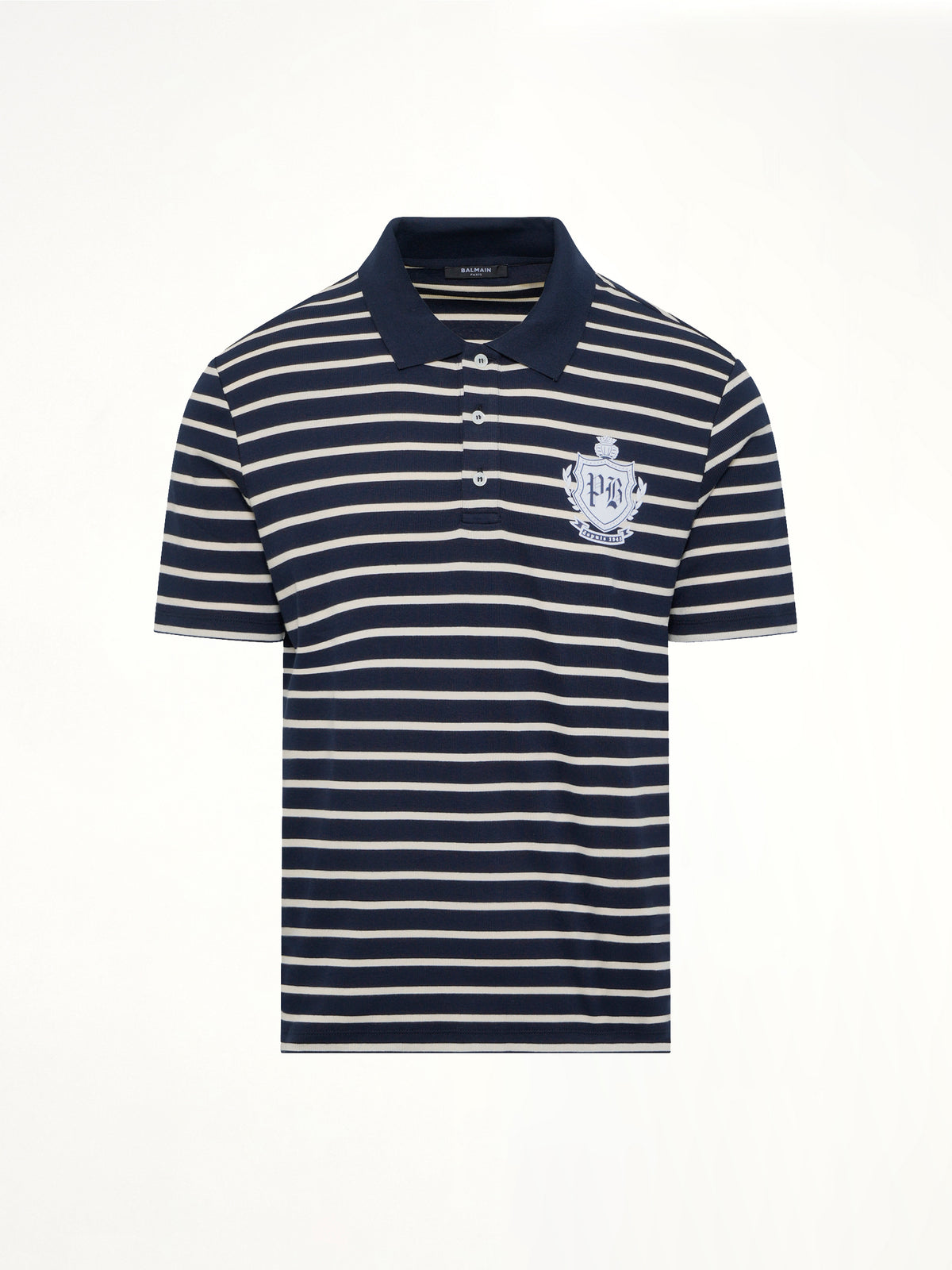 Marinière College Emblem Polo in Blue/Beige/White