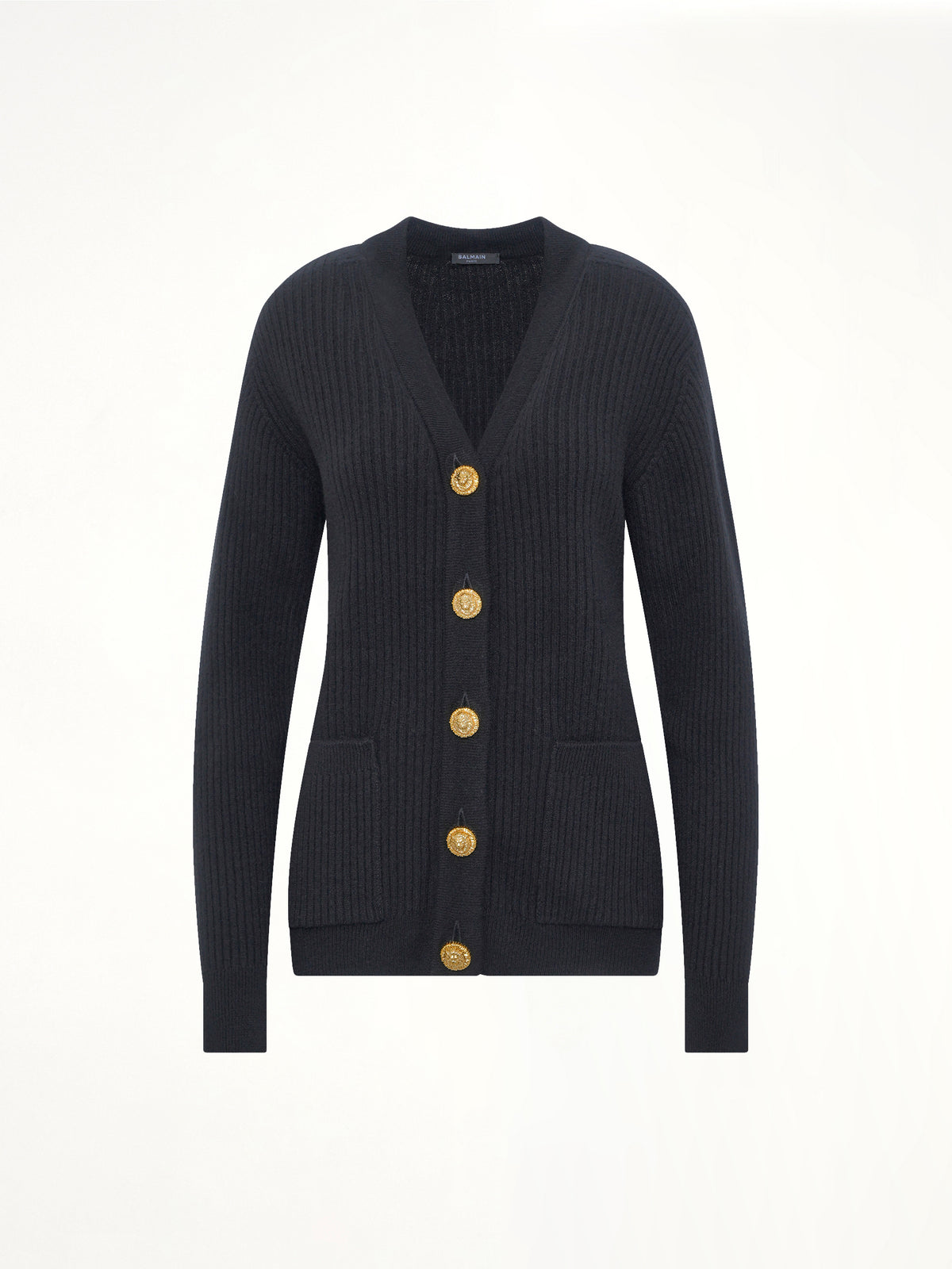 Buttoned Cashmere Cardigan in Black